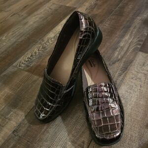 Clarks Collection Slip On Womens Size 9 Brown Snake Skin Gael Angora